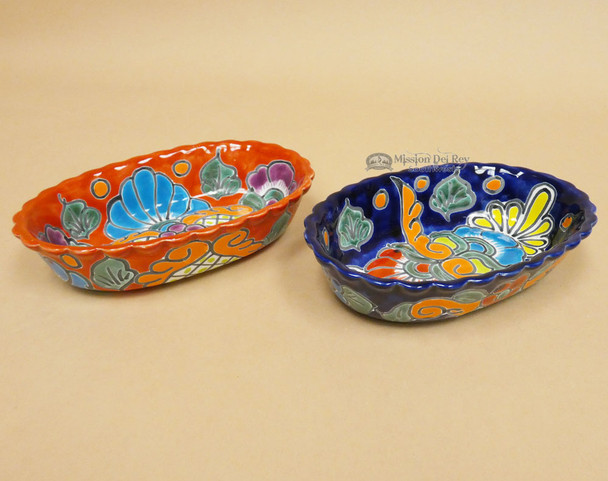 Hand Painted Scalloped Oval Bowls