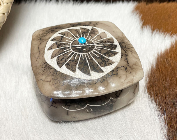 Square Navajo Horsehair Jewelry Box