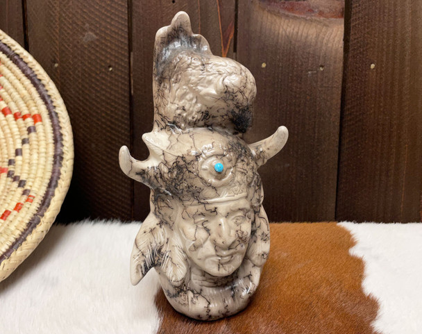 Navajo Horsehair Pottery Medicine Man -Buffalo