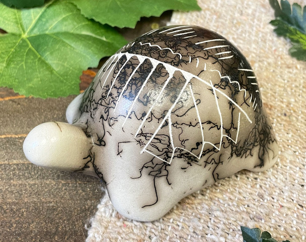 Navajo Etched Horsehair Pottery Turtle