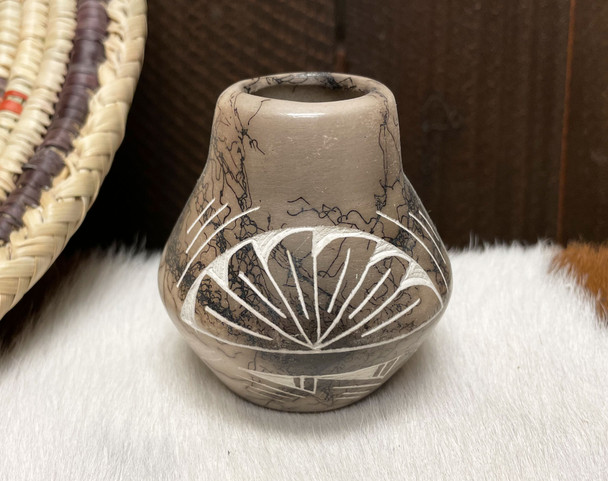 Navajo Horsehair Miniature Pottery Vase