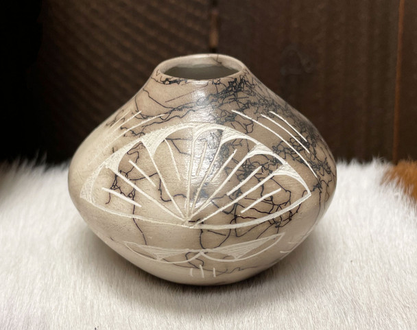 Navajo Horsehair Miniature Pottery Vase