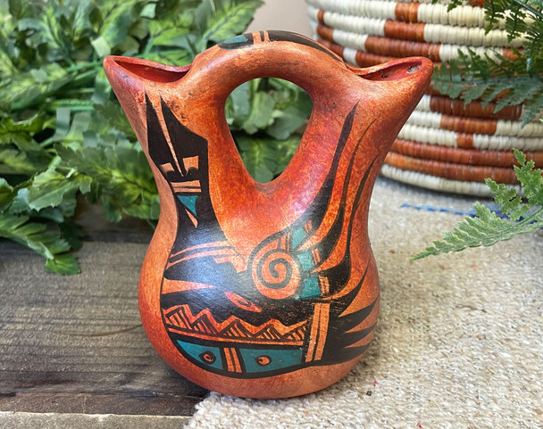 Hand Painted Mexican Wedding Vase -Rainbird