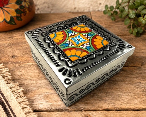 Talavera & Tin Jewlery Box