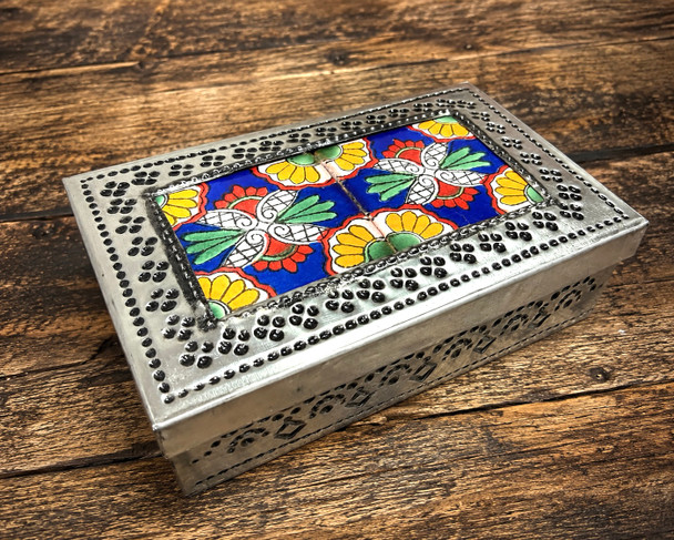Tin & Talavera Tile Jewelry Box
