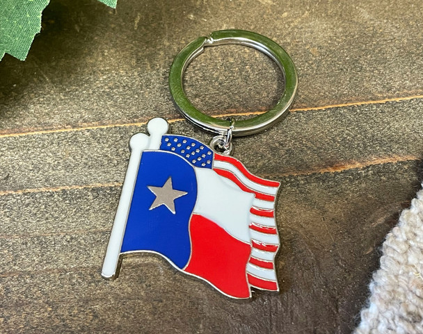 Texas & USA Flag Keychain