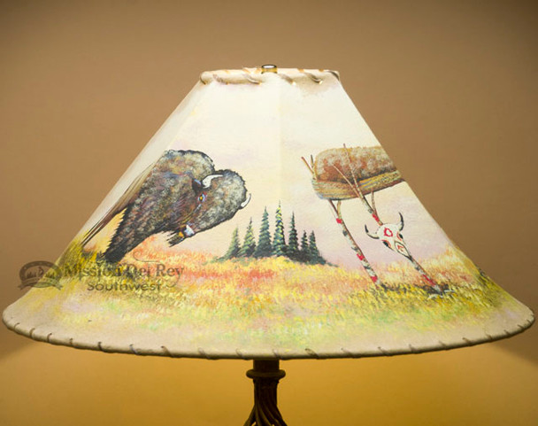 Hand Painted Leather Lampshade -Buffalo Hut