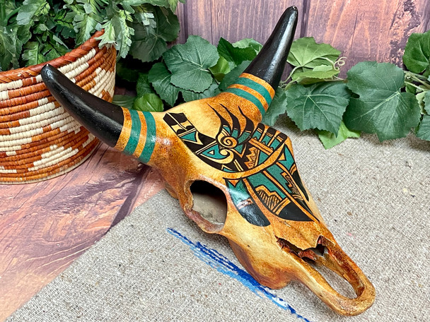 Western Painted Pottery Steer Skull