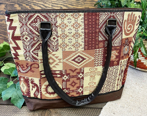 Western Woven Shoulder Bag -Native Collage