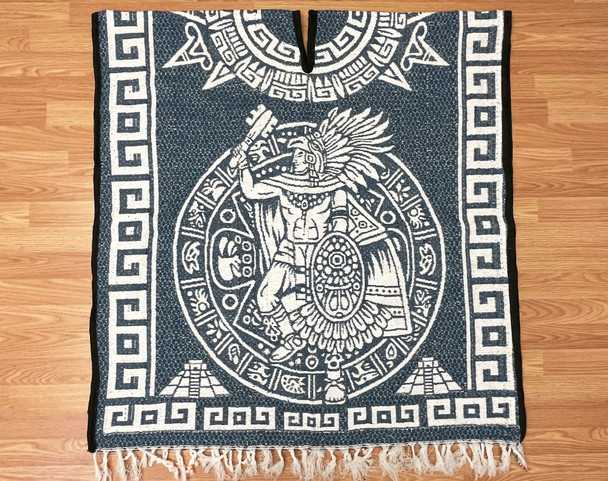 Western Blanket Poncho -Aztec Calendar