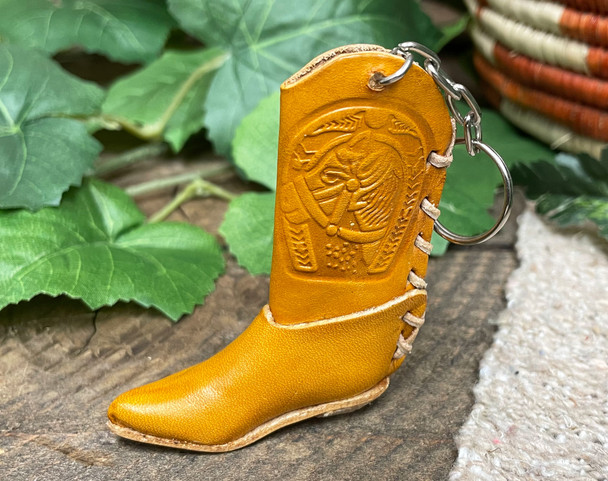 Leather Boot Keychain -Golden