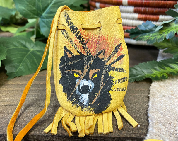 Navajo Deerskin Medicine Bag -Wolf