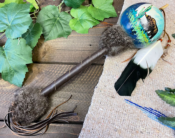 Tarahumara Painted Gourd Rattle -Bear