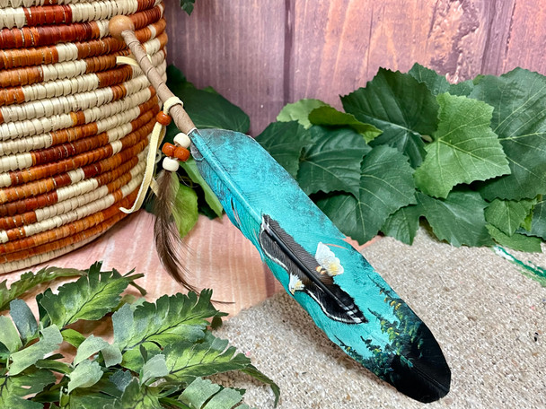 Hand Painted Smudging Feather -Soaring Eagle