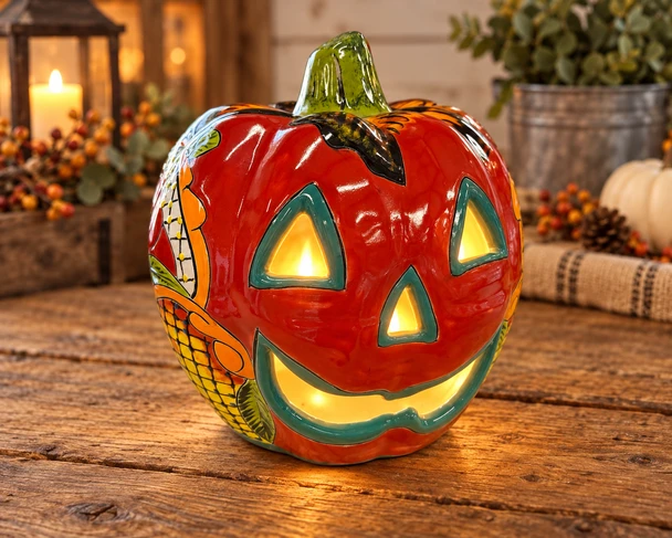 Talavera Luminary Pumpkin Lantern
