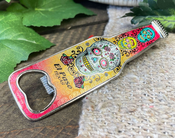 El Paso Sugar Skull Bottle Opener Magnet