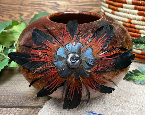 Native American Feathered Vase
