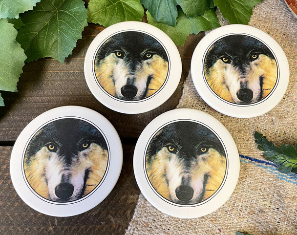 Sandstone Coaster Set -Wolf