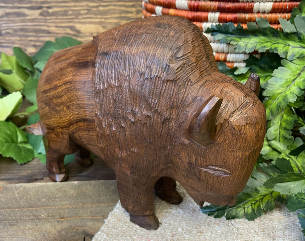 Hand Carved Ironwood Buffalo