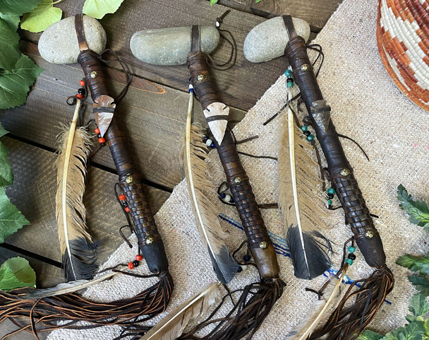 Navajo Stone Tomahawk w/ Deerskin Leather