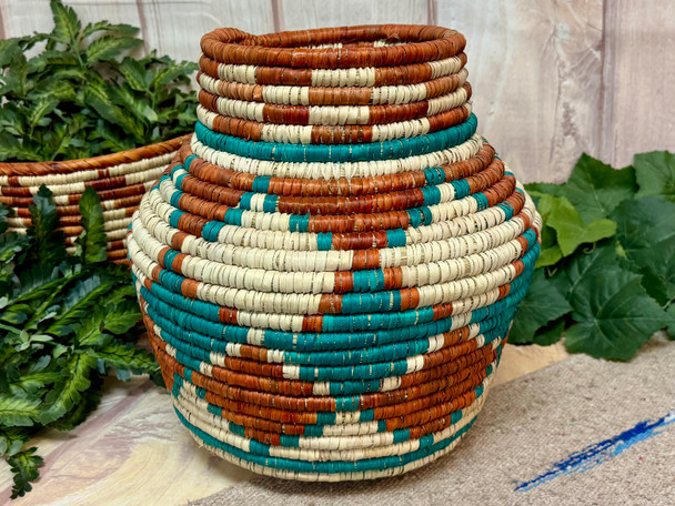 Hand Coiled Southwest Olla Basket