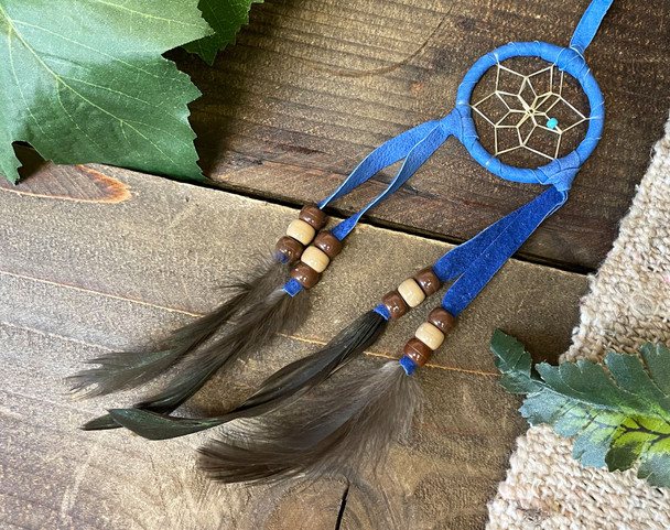 Navajo Indian Dreamcatcher 2" -Blue