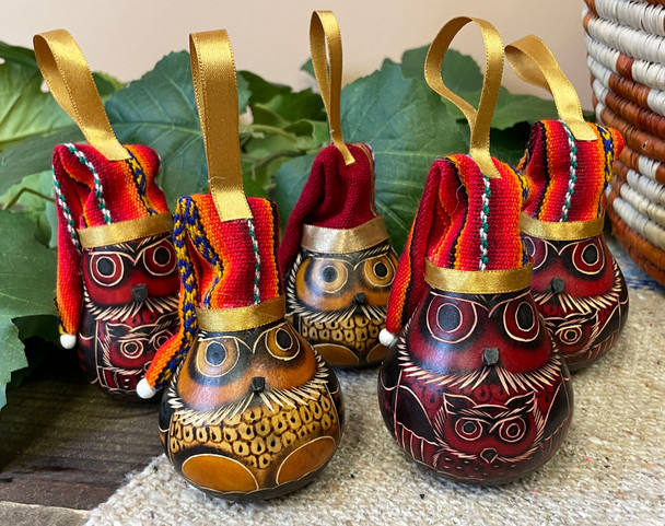 Andean Gourd Ornament -Hatted Owl