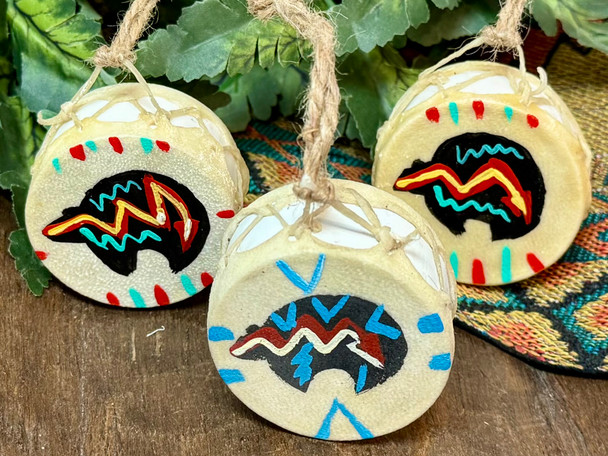 Assorted Hand Painted Mini Drum Ornament -Bear