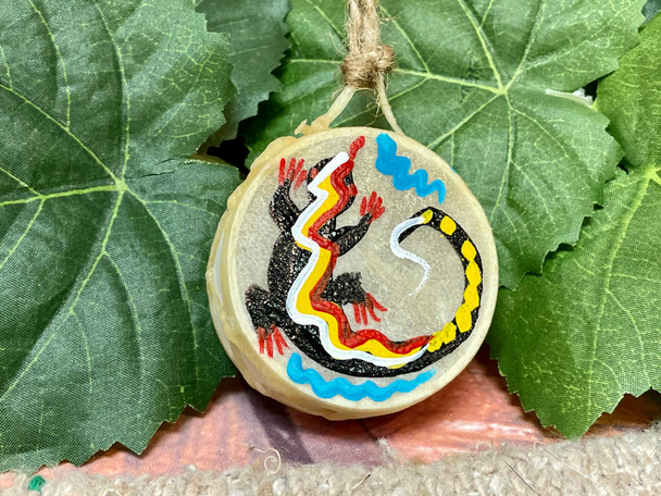 Hand Painted Tarahumara Mini Drum -Lizard