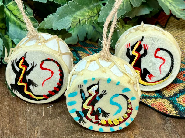 Assorted Hand Painted Tarahumara Mini Drum -Lizard