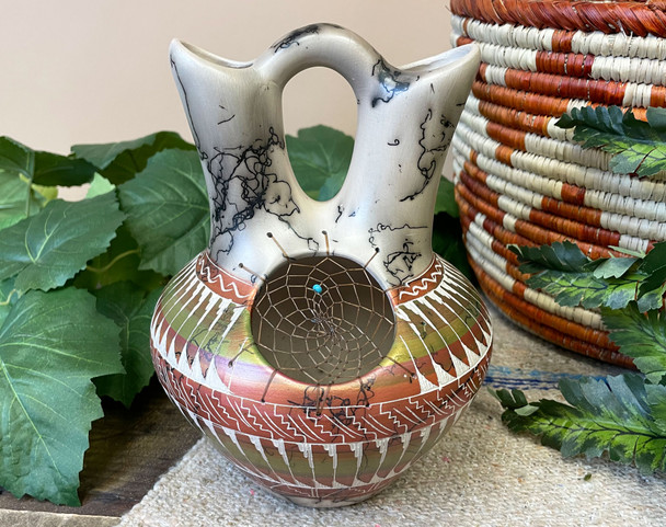 Navajo Rainbow Horsehair Dreamcatcher Wedding Vase