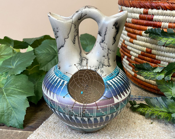 Navajo Rainbow Horsehair Dreamcatcher Wedding Vase