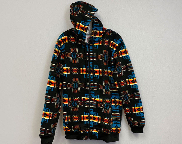 Native Inspired Fleece Hoodie -Black