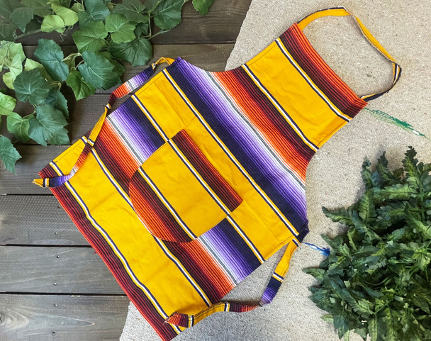 Mexican Serape Apron -Yellow