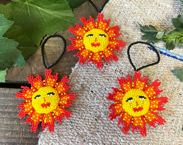 Seed Bead Sun Face Ornaments