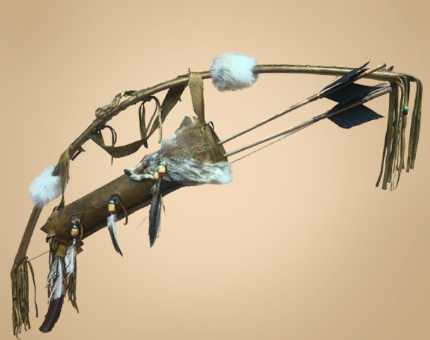 Antiqued Bow and Coyote Face Quiver Set