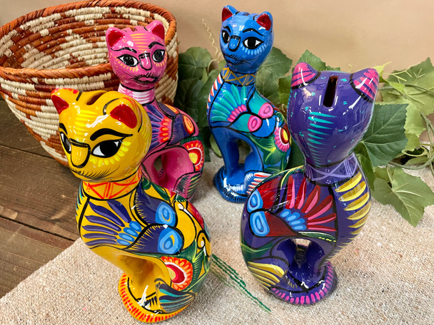 Assorted Hand Painted Pottery cats