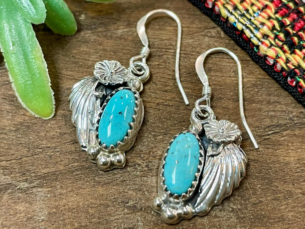 Native American Silver Earrings -Turquoise (65bc208)