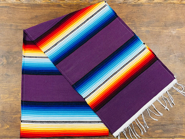 Southwestern Mexican Style Serape Table Runner -Purple
