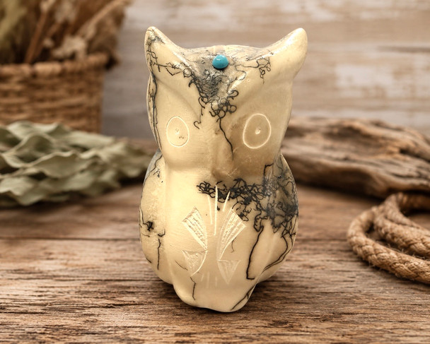 Native American Horse Hair Pottery -Owl