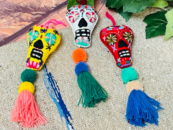 Assorted Handcrafted Felt Ornaments-Sugar Skull