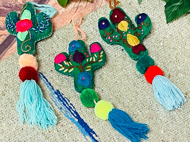 Assorted Handcrafted Felt Ornaments-Saguaro 