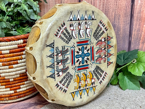 Native American Navajo Indian Painted Drum