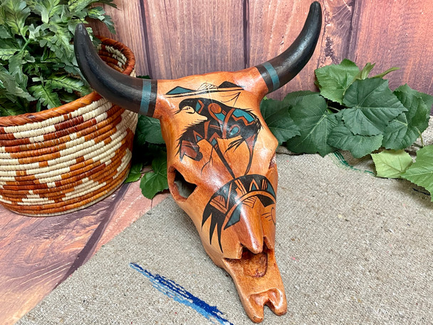 Western Painted Pottery Steer Skull