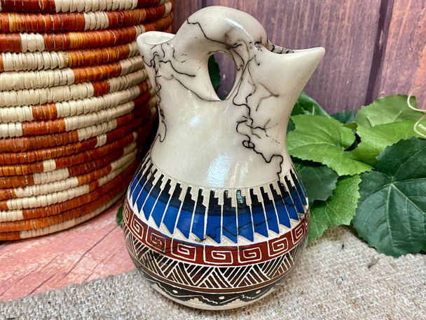 Navajo Rainbow Horsehair Wedding Vase