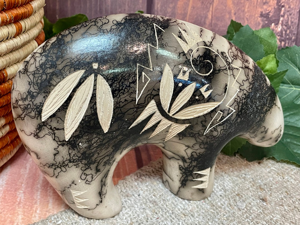 Navajo Indian Etched Pottery Bear