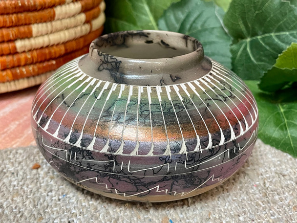 Navajo Horsehair Colorband Pottery Vase