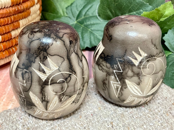 Horsehair Pottery Salt & Pepper Shakers