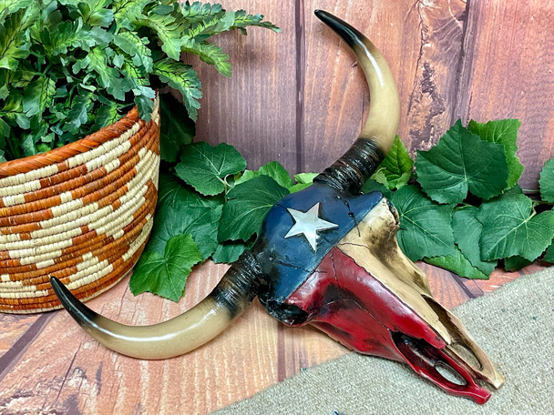 Texas Flag Polyresin Steer Skull