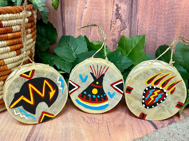 Tarahumara Painted Drum Ornaments